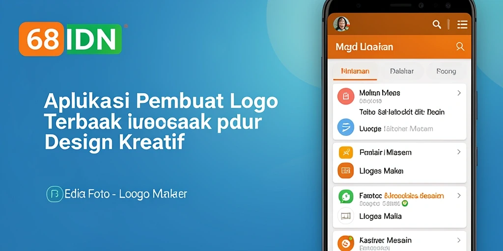 Tampilan antarmuka aplikas 68IDN saat mendesain logo.