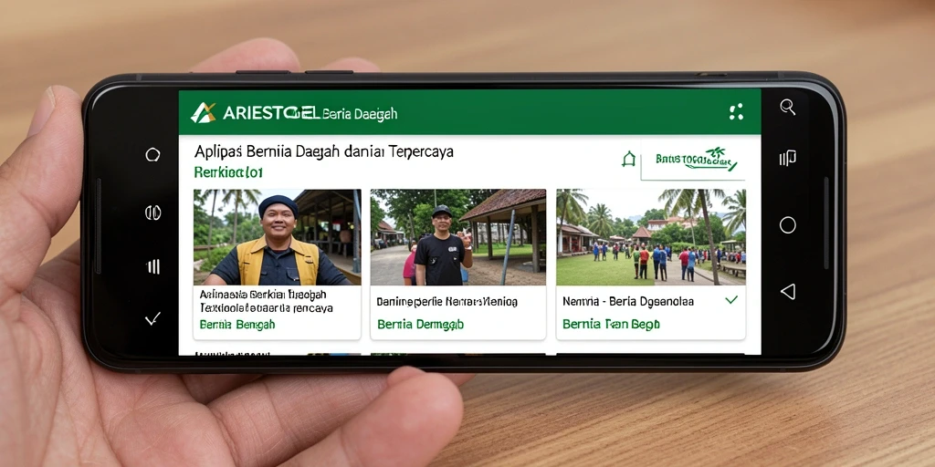 Antarmuka aplikasi ARIESTOGEL menampilkan berita daerah yang terbaru dan akurat.