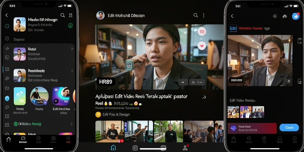 Tampilan antarmuka HR89 yang intuitif untuk Edit Video Reels.