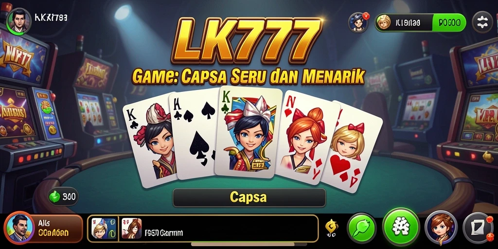Antarmuka LK777 yang menampilkan suasana bermain Capsa yang seru.