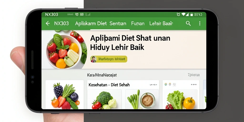 Screenshot antarmuka utama NX303 menunjukkan fitur Diet Sehat.